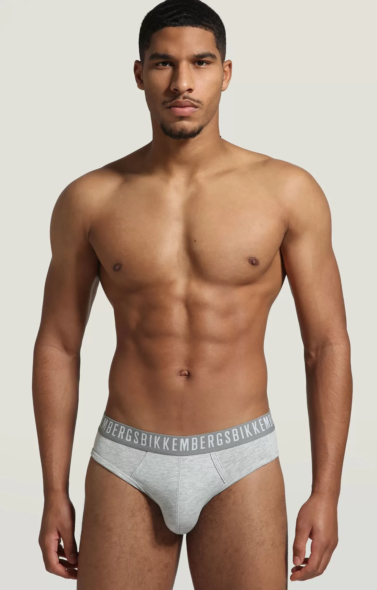 Bikkembergs Bi-pack Slip Uomo In Cotone Stretch grey melange New