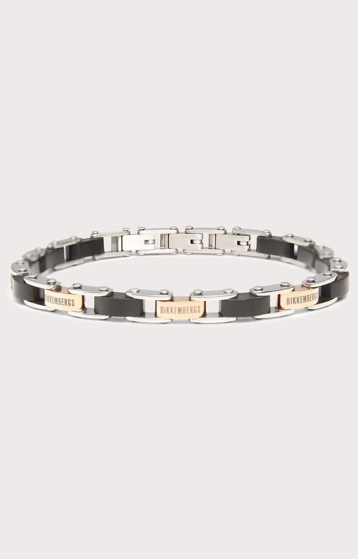 Bikkembergs Bracciale Uomo In Ebano E Acciaio white/rose Outlet