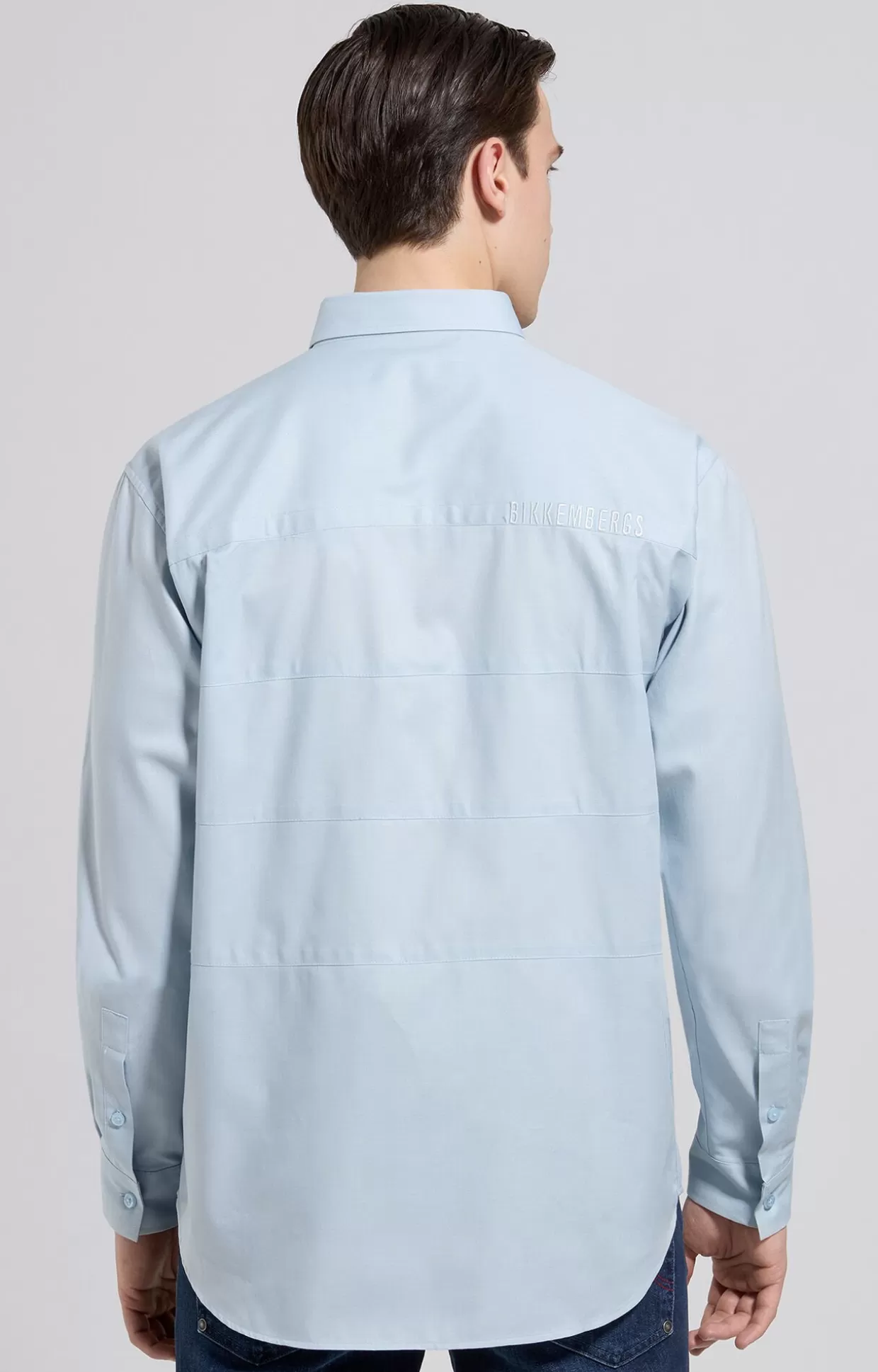 Bikkembergs Camicia Uomo Con Ricamo E Intarsi celestial blue Flash Sale