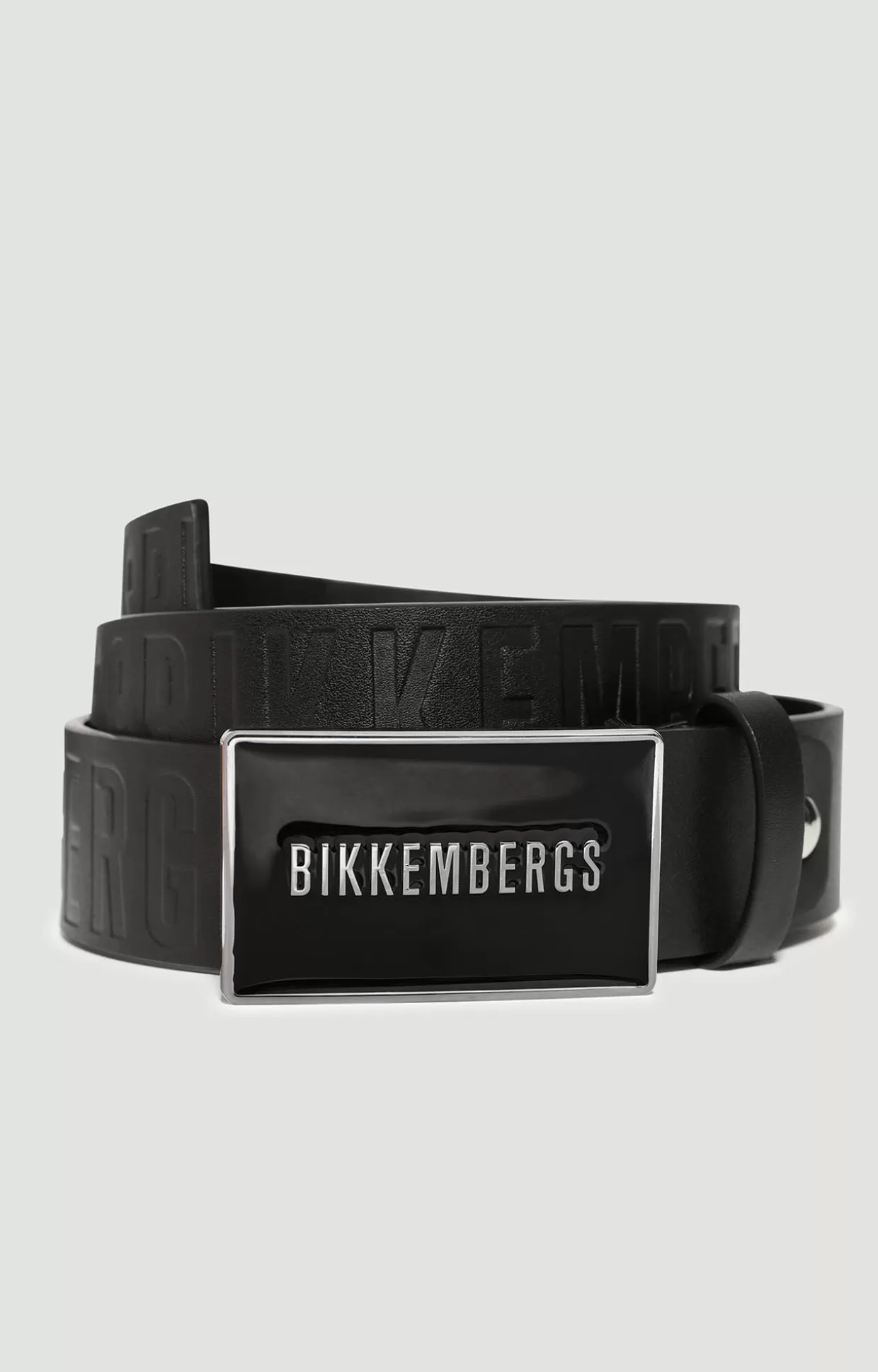 Bikkembergs Cintura In Pelle Uomo Con Placca black New