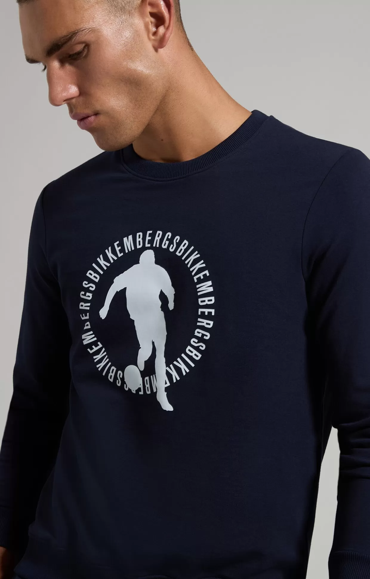 Bikkembergs Felpa Girocollo Da Uomo Soccer blue graphite Fashion