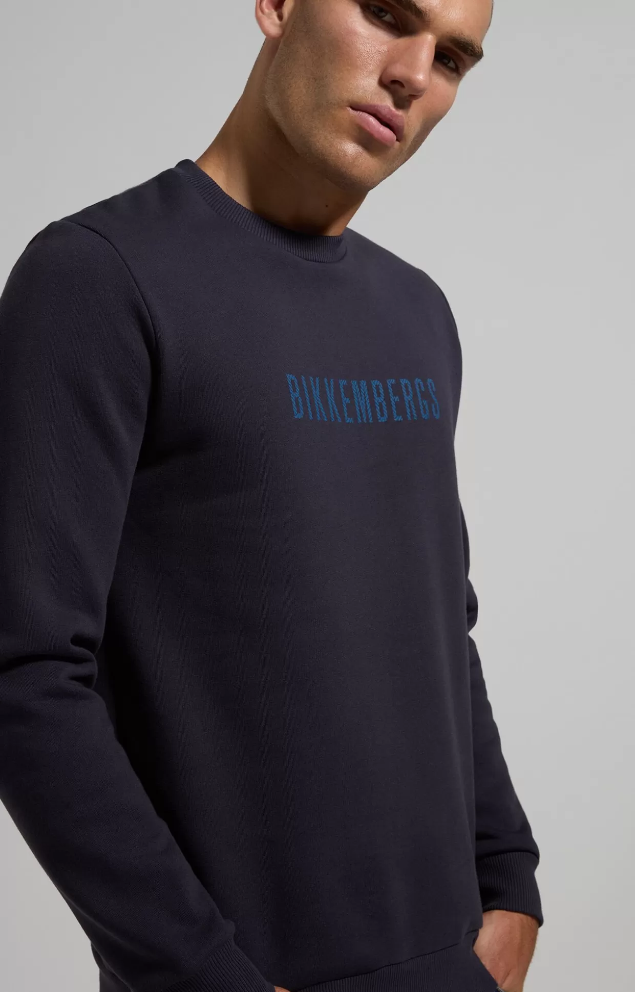 Bikkembergs Felpa Uomo Con Logo blue graphite Cheap