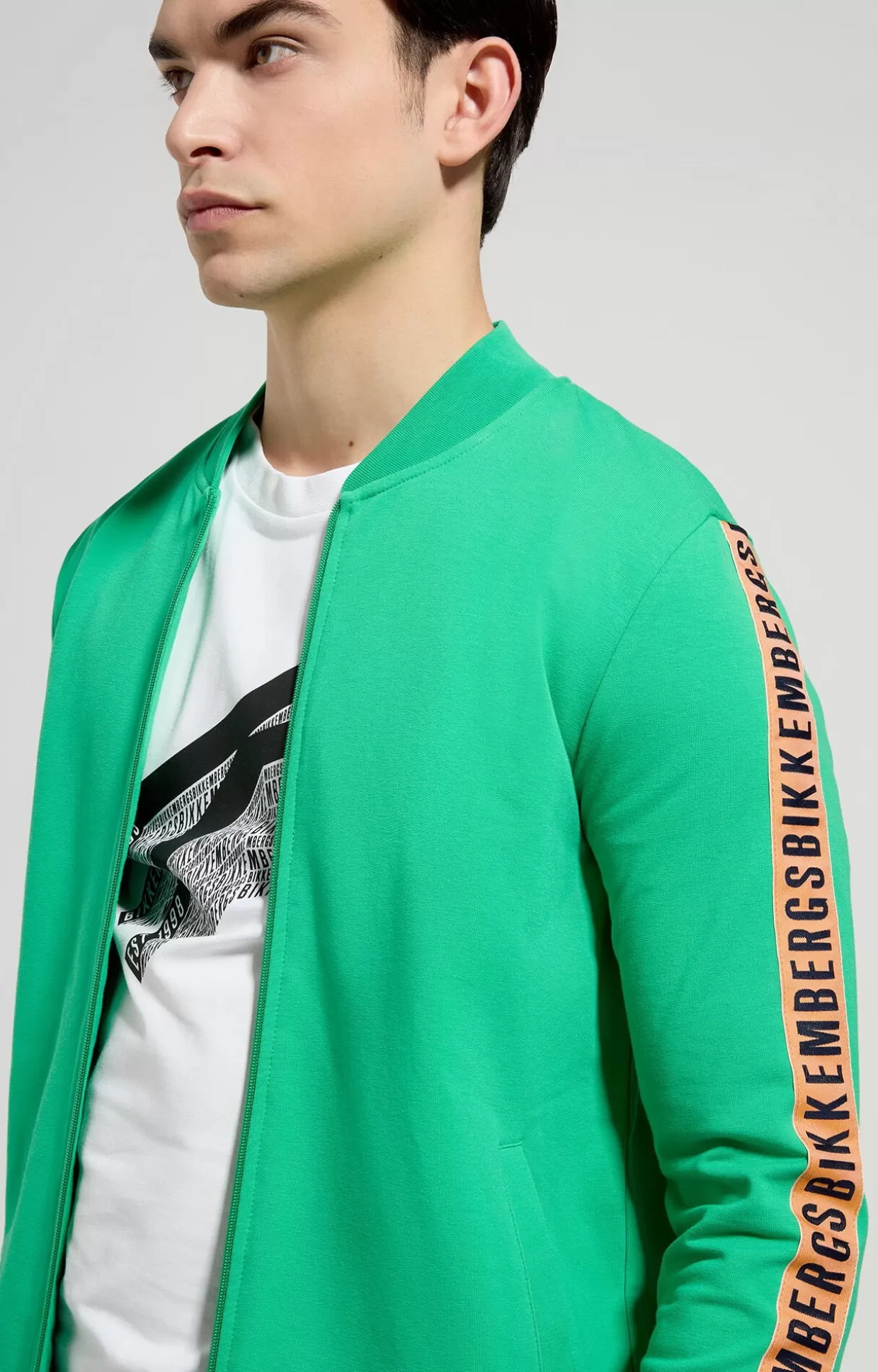 Bikkembergs Felpa Uomo Zip Con Tape bright green Cheap