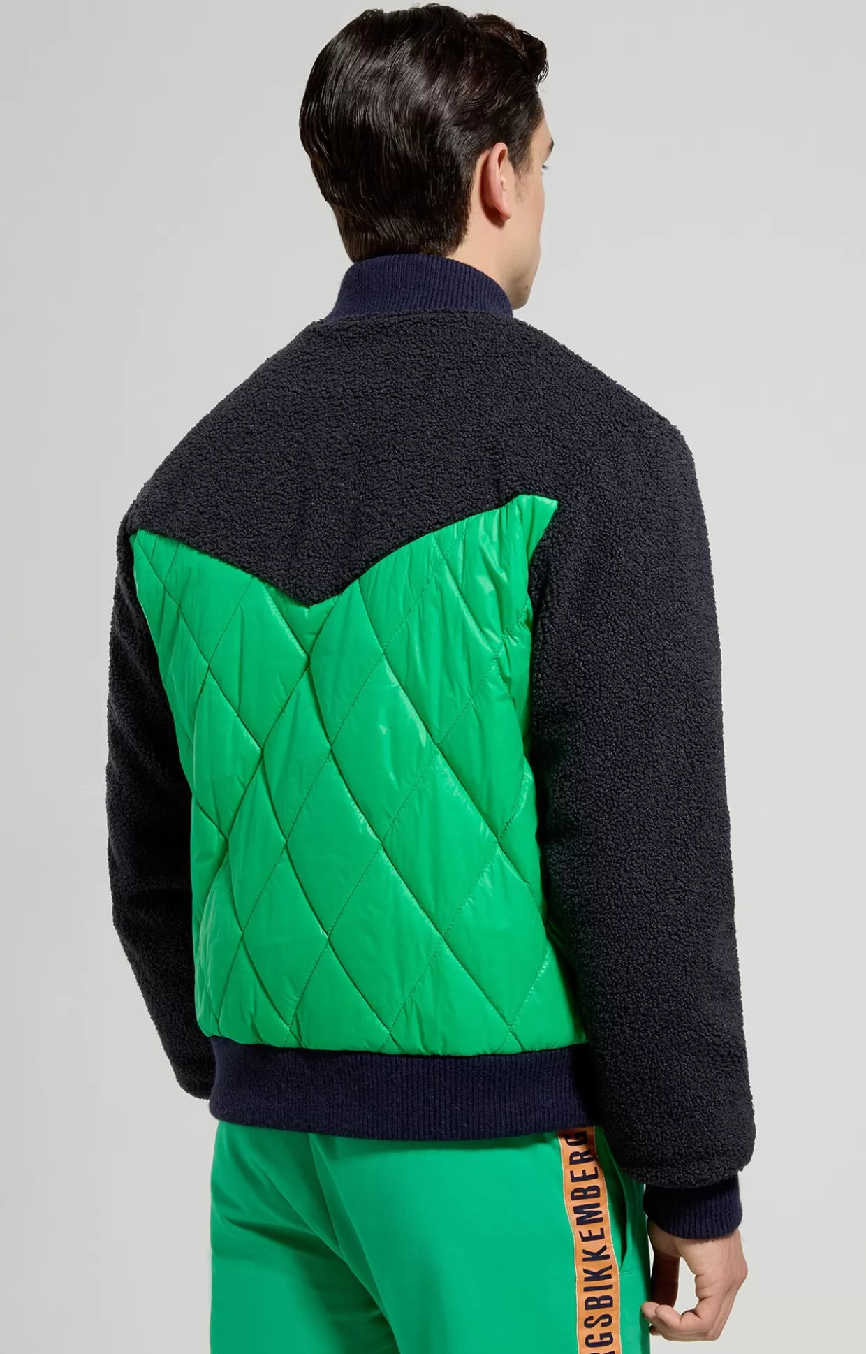 Bikkembergs Giacca Bomber Uomo In Sherpa blue graphite/bright green Best