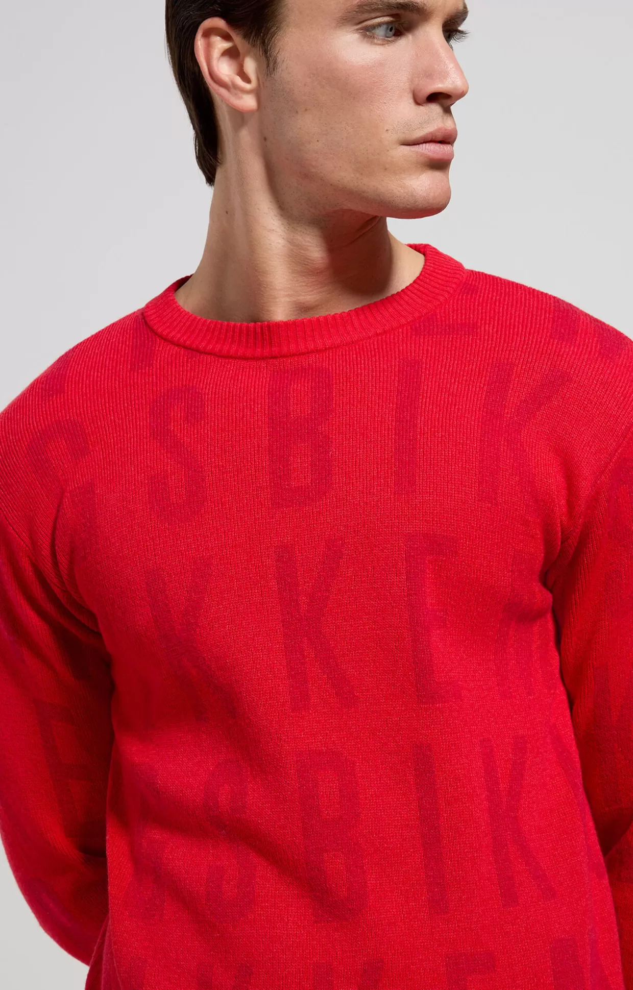 Bikkembergs Maglia Girocollo Jacquard Uomo goji berry New