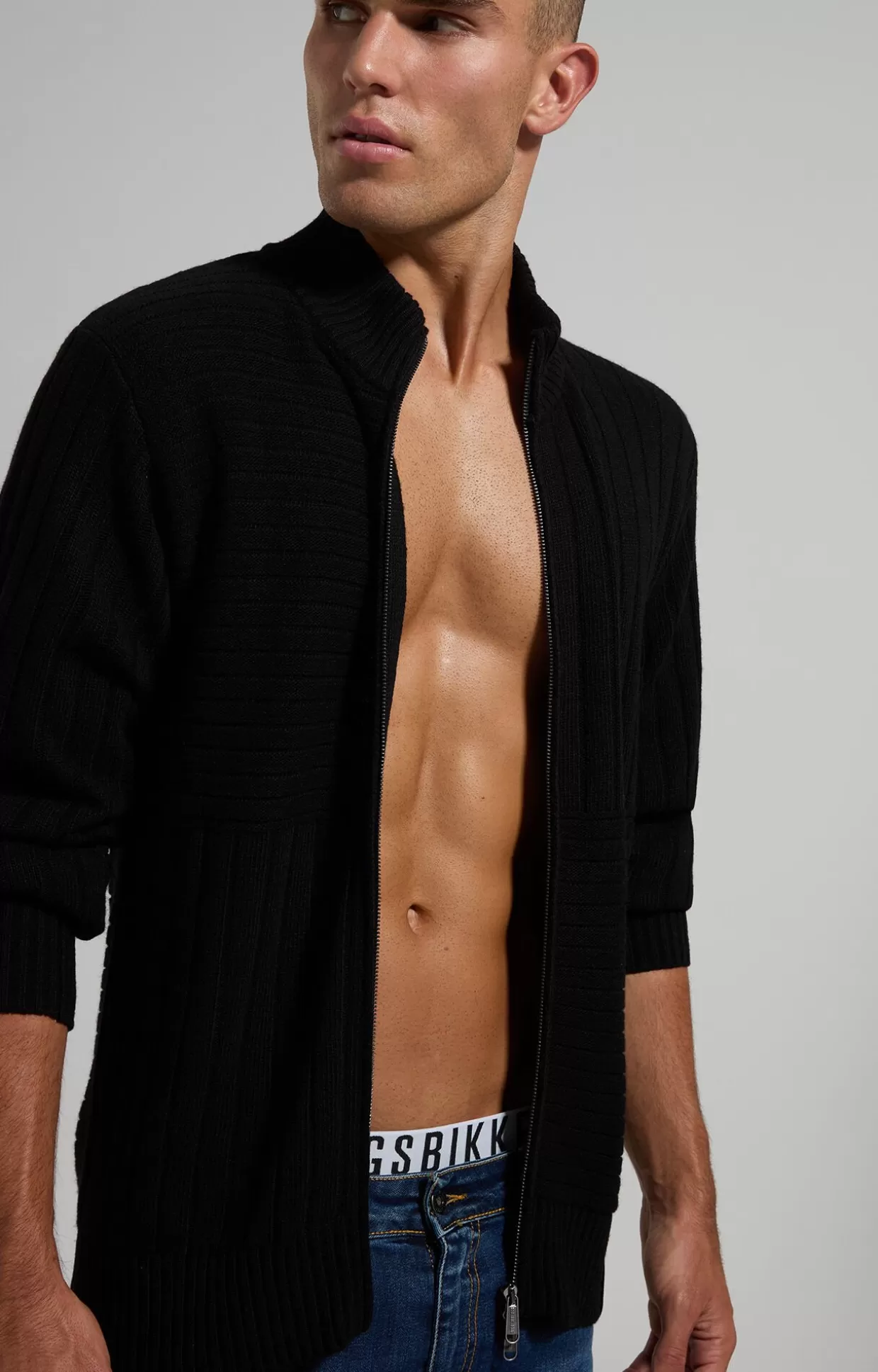 Bikkembergs Maglia Uomo In Lana Con Zip black Clearance