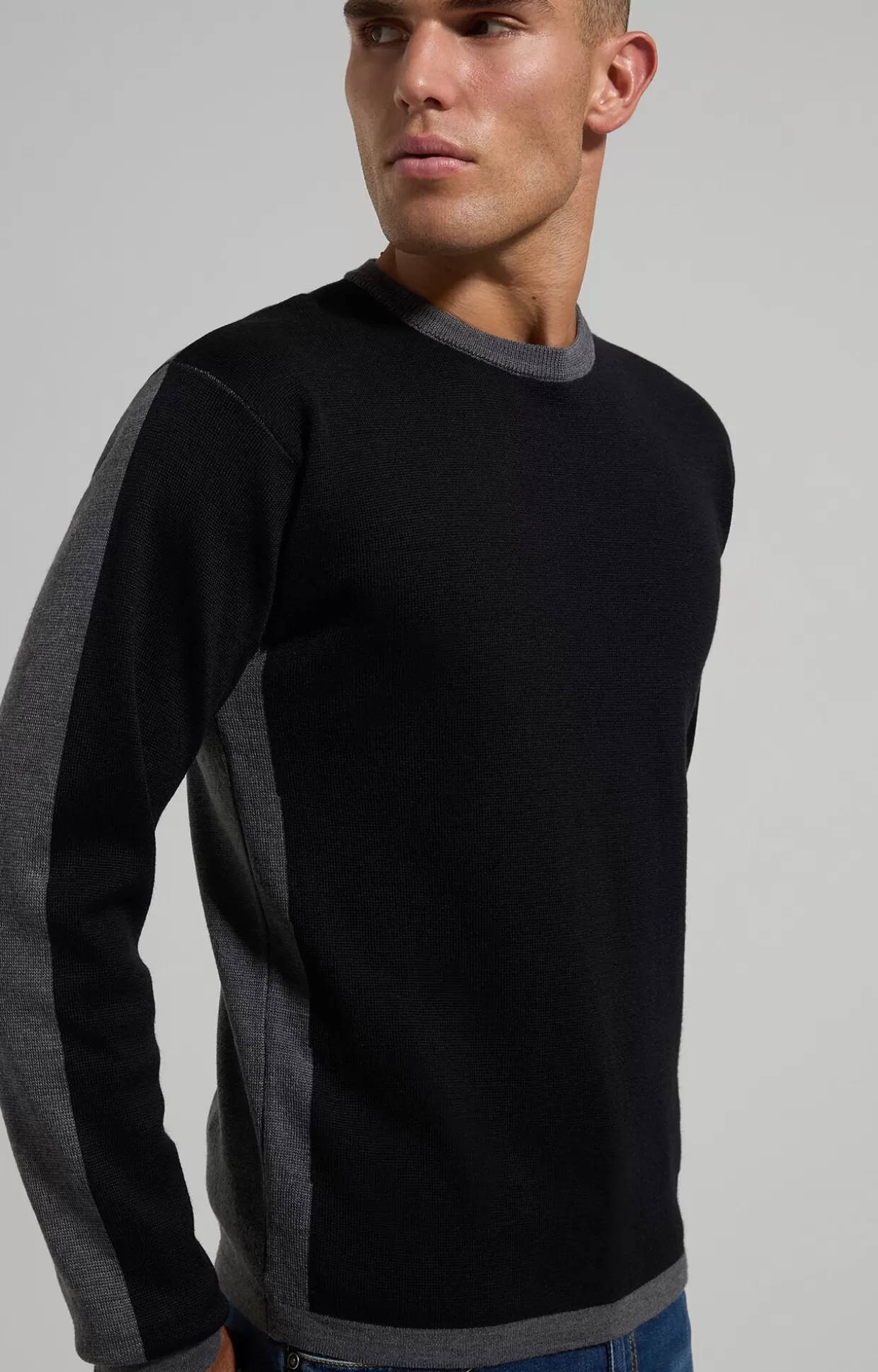 Bikkembergs Maglia Uomo In Lana Slim Fit black/grey mel.mid. Outlet