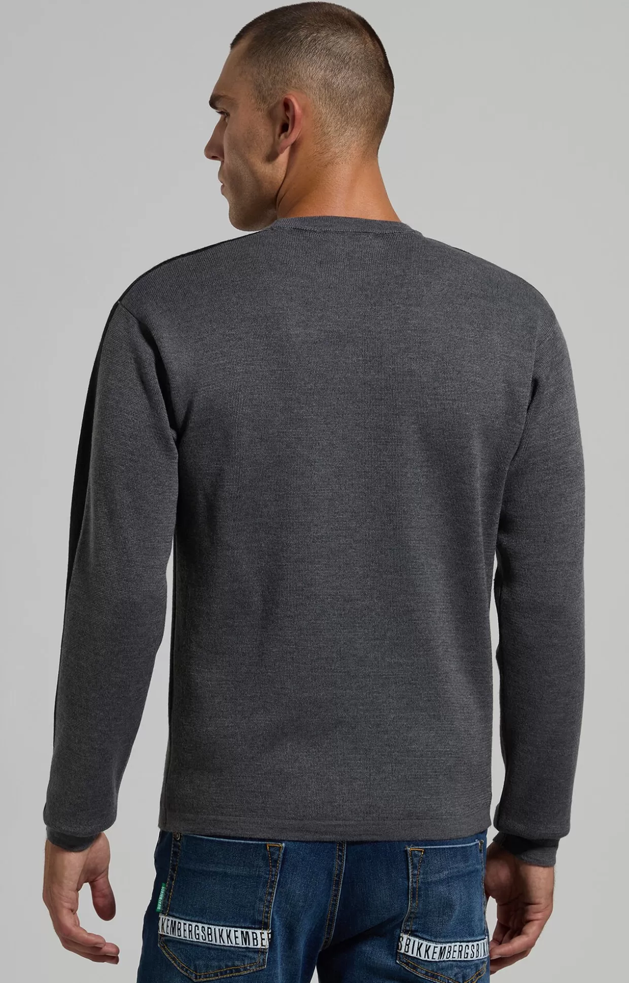 Bikkembergs Maglia Uomo In Lana Slim Fit black/grey mel.mid. Outlet