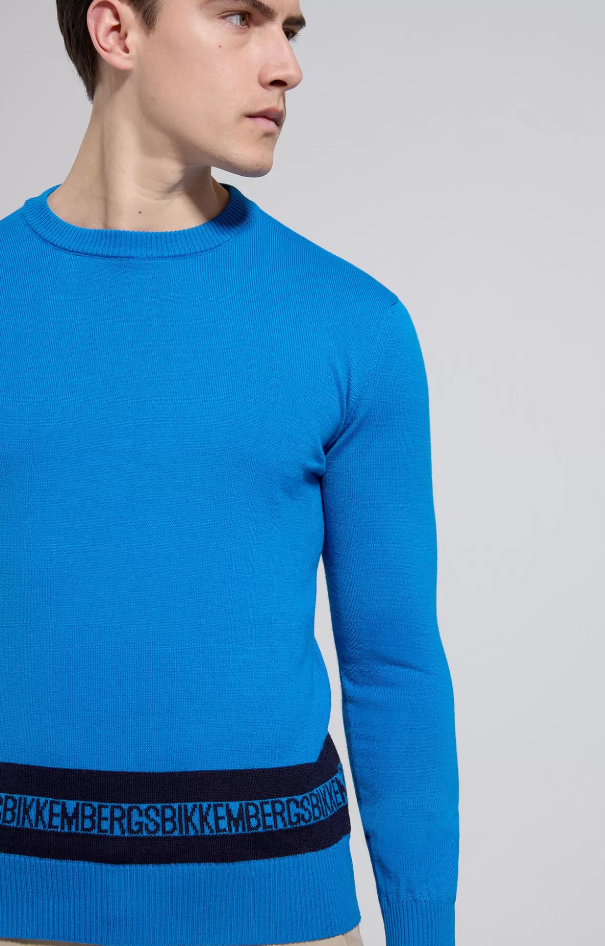 Bikkembergs Maglia Uomo Lettering A Contrasto electric blue lemonade Store