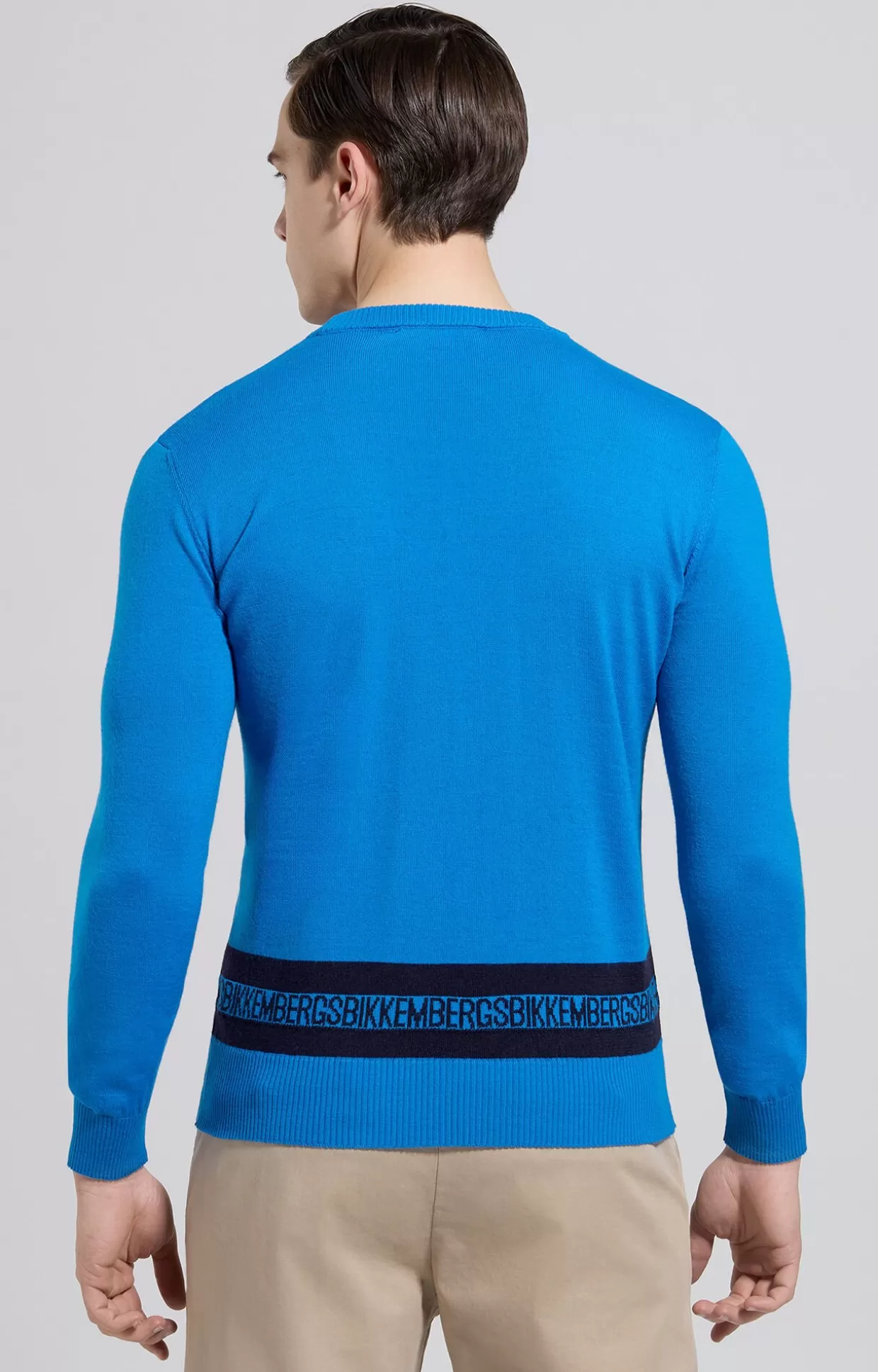 Bikkembergs Maglia Uomo Lettering A Contrasto electric blue lemonade Store