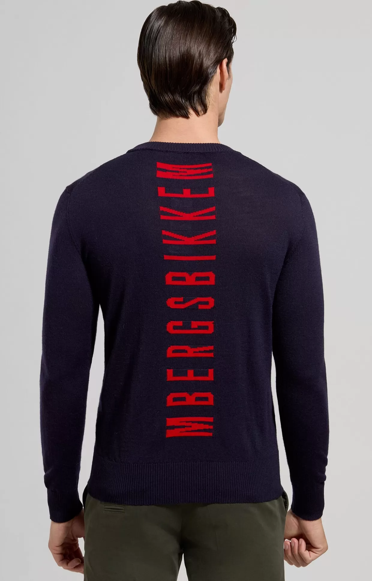 Bikkembergs Maglia Uomo Logo Jacquard blue graphite Flash Sale