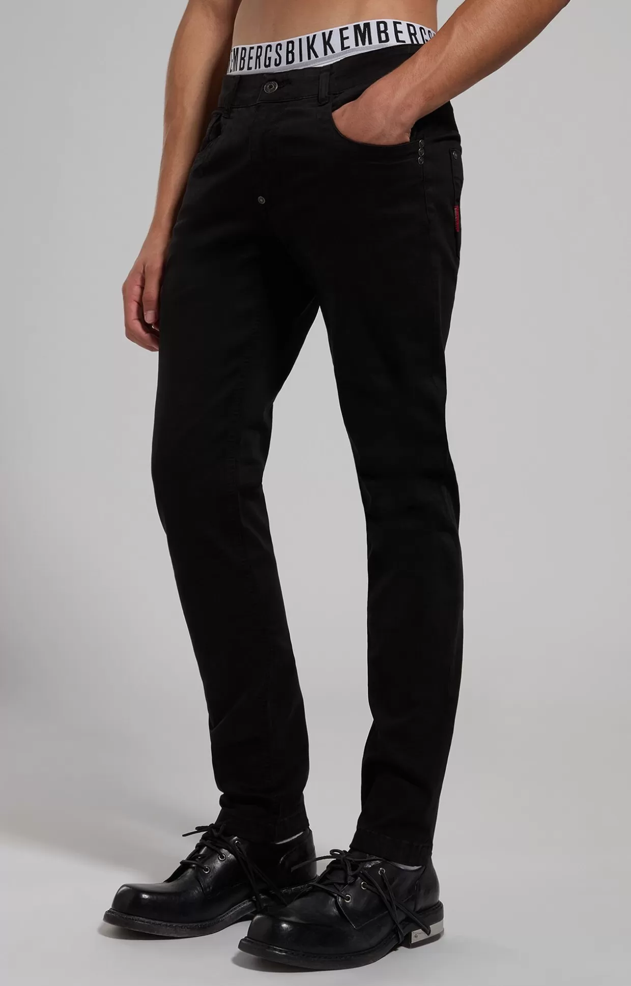 Bikkembergs Pantaloni 5 Tasche Slim Uomo meteorite black Clearance