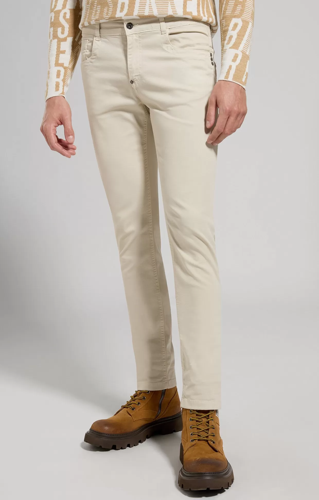 Bikkembergs Pantaloni Slim Fit Uomo 5 Tasche turtledove Best Sale