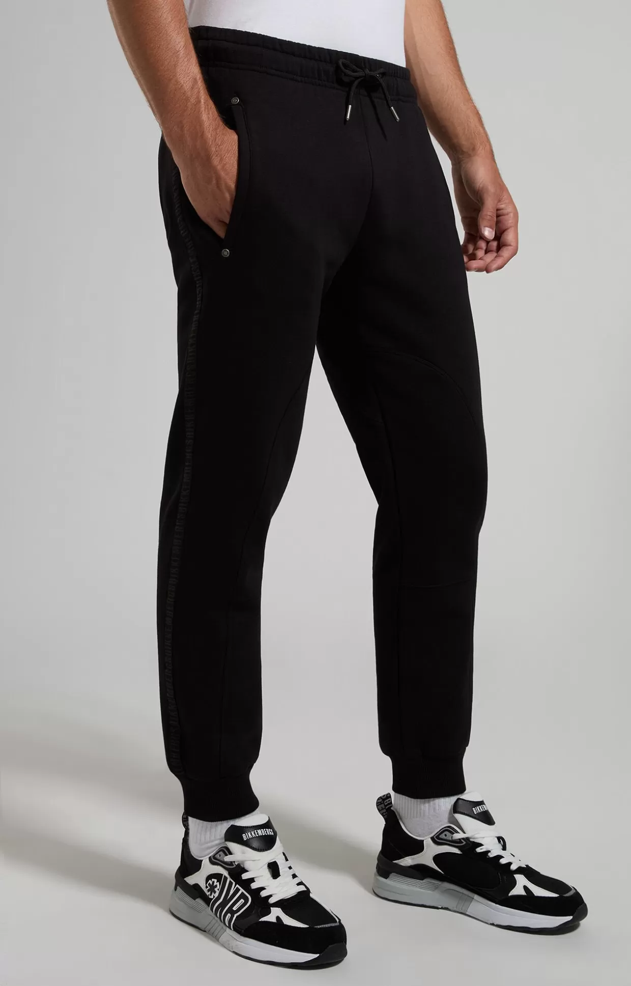 Bikkembergs Pantaloni Tuta Uomo Con Tape black Fashion