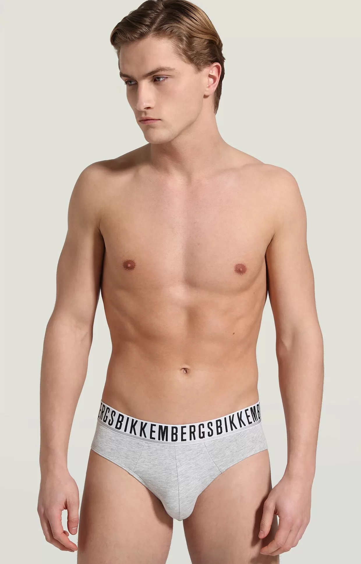 Bikkembergs Tri-pack Slip Uomo In Cotone Stretch grey melange Store