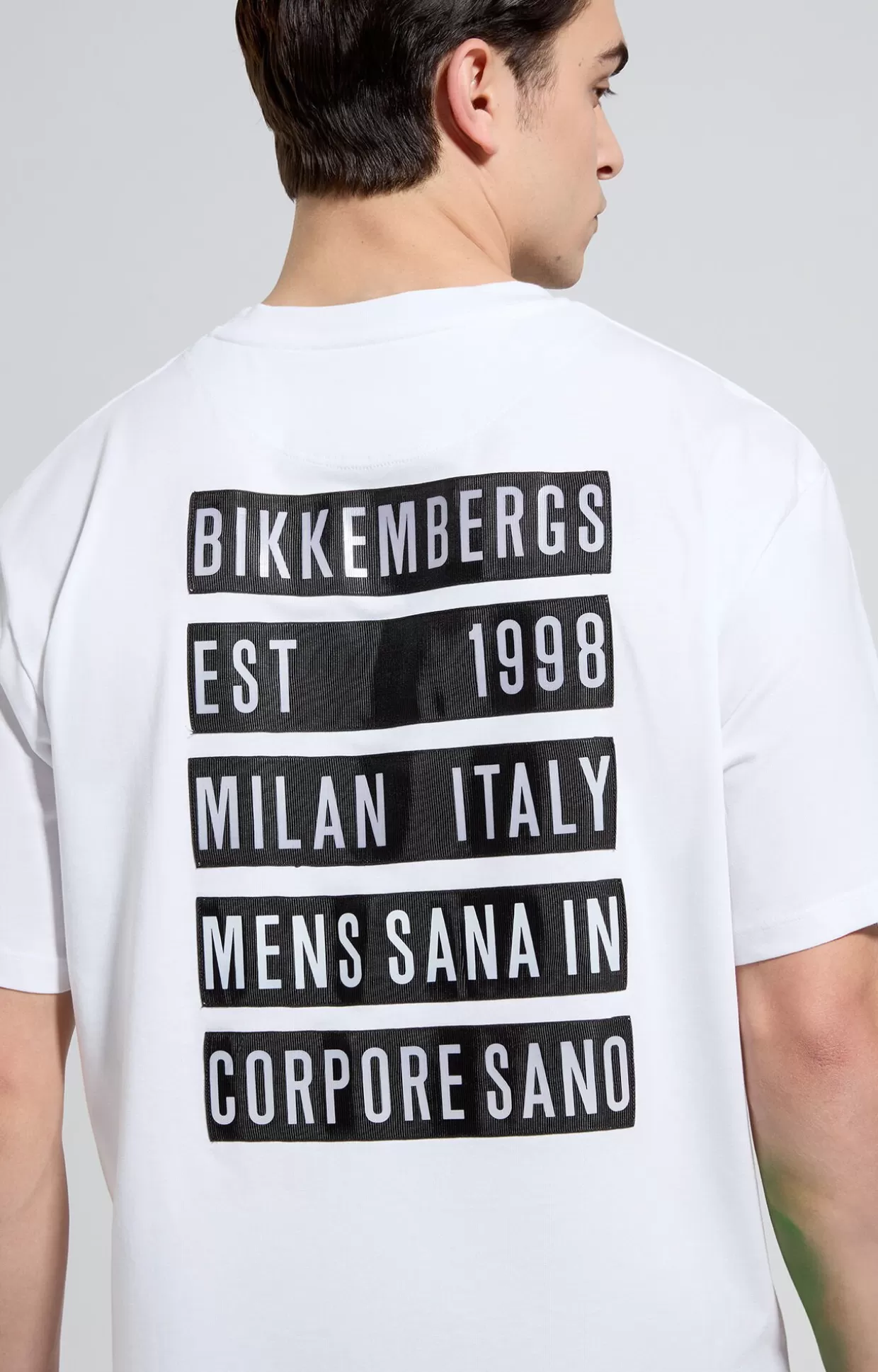 Bikkembergs T-shirt Uomo Maxi Stampa Su Retro white Clearance