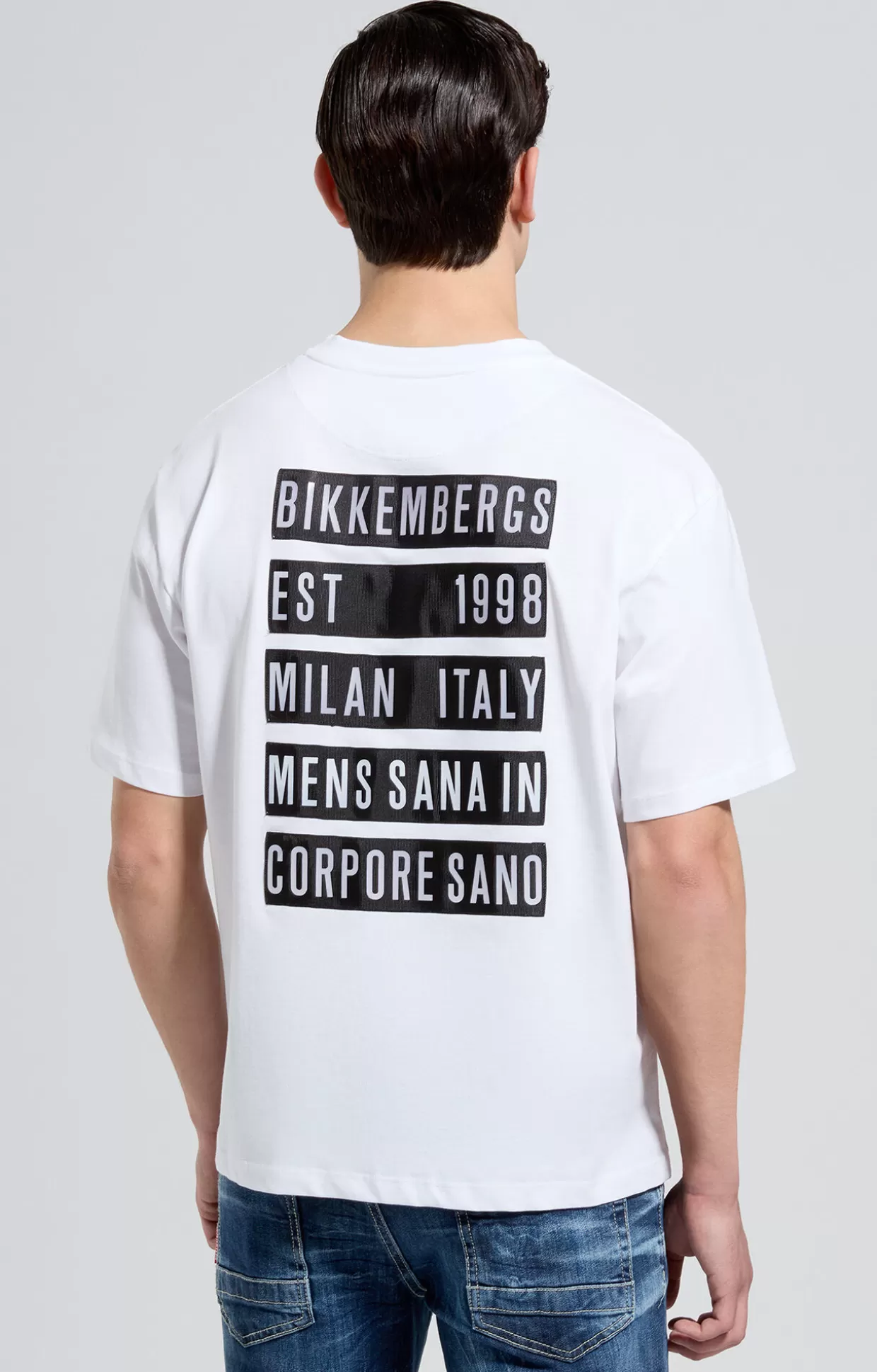 Bikkembergs T-shirt Uomo Maxi Stampa Su Retro white Clearance