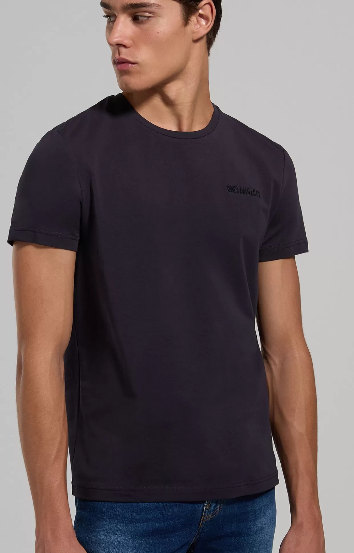 Bikkembergs T-shirt Uomo Ricamo Logo blue graphite Store