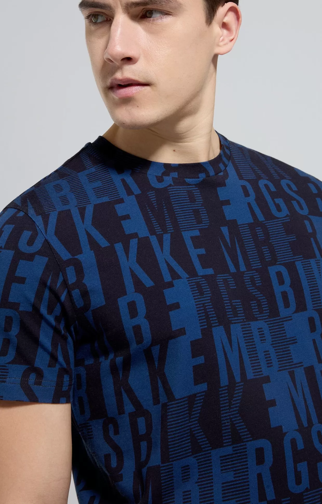 Bikkembergs T-shirt Uomo Slim Fit Camo all over blue Flash Sale