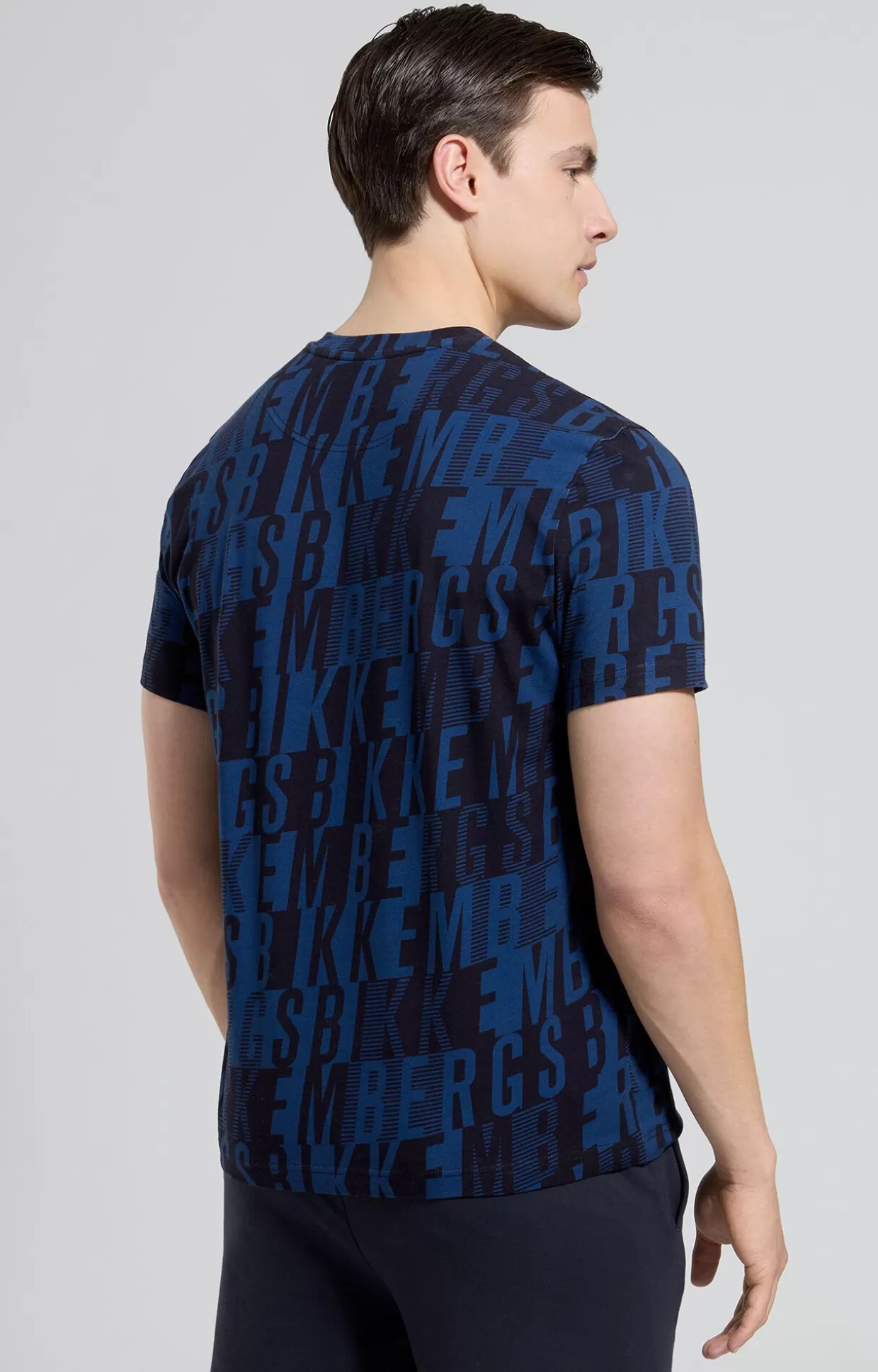 Bikkembergs T-shirt Uomo Slim Fit Camo all over blue Flash Sale