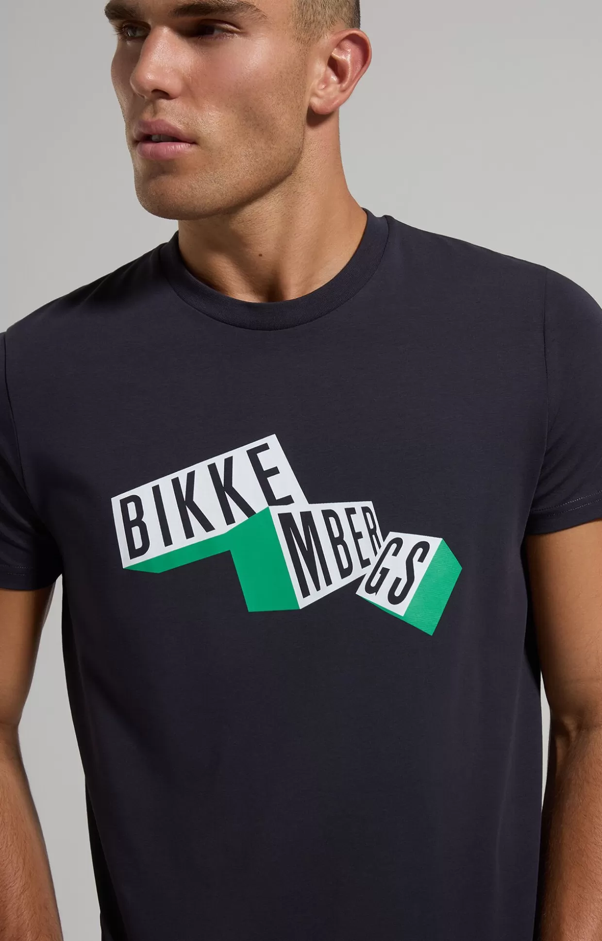 Bikkembergs T-shirt Uomo Slim Fit Stampata blue graphite Hot