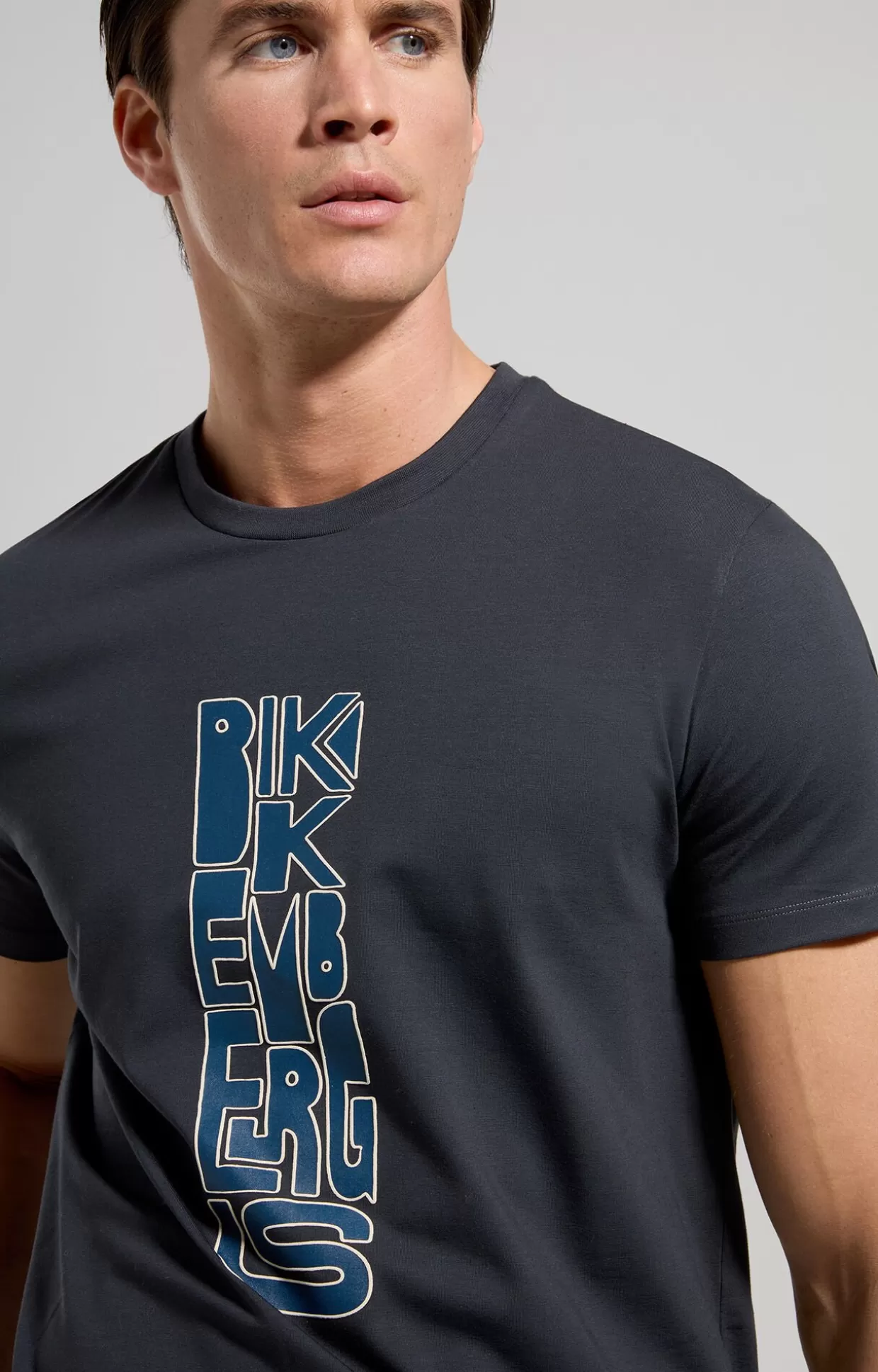 Bikkembergs T-shirt Uomo Slim Fit Stampata blue graphite Store